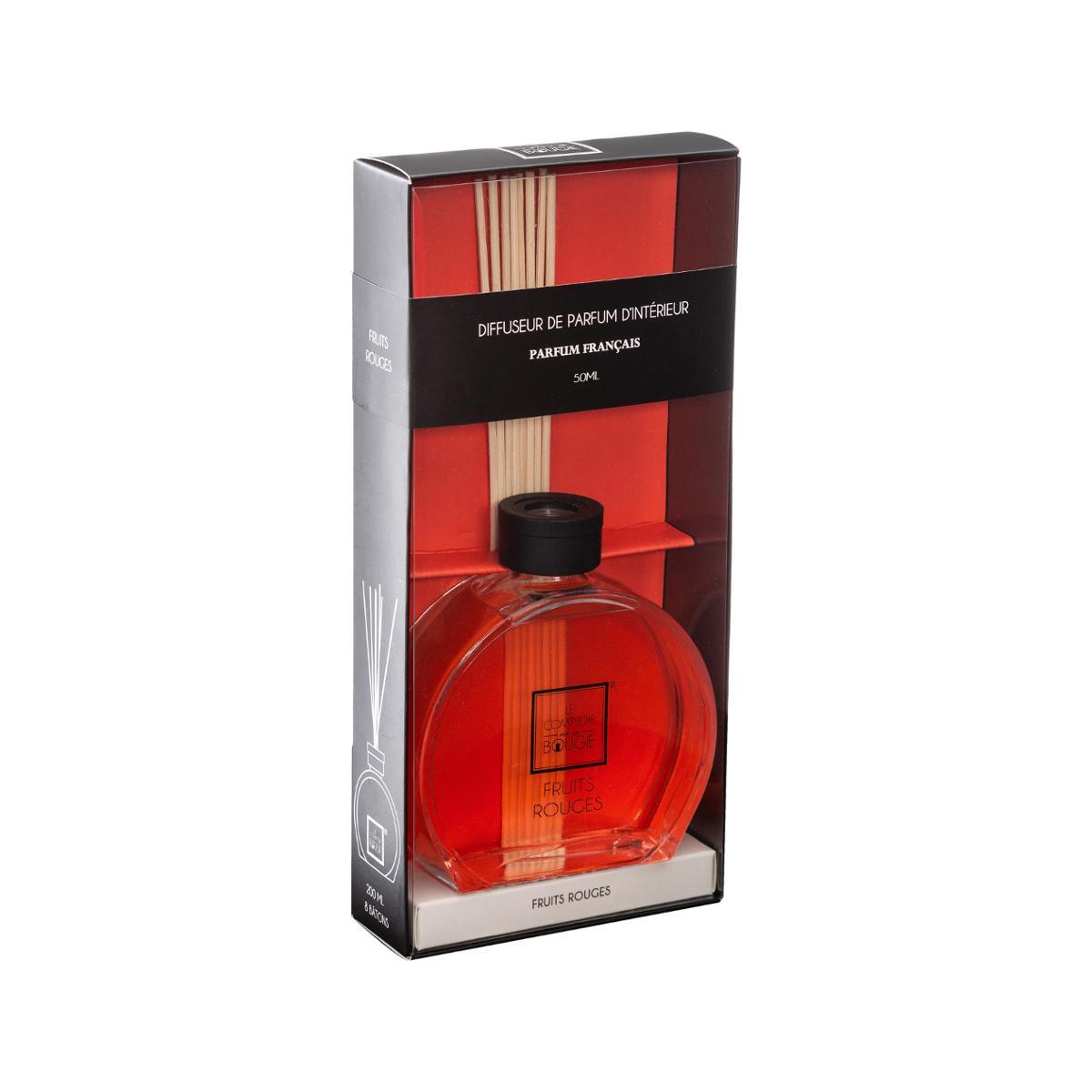 DIFFUSEUR PARFUME FRUIT ROUGE HALY 50ML AVEC 6 BATONS