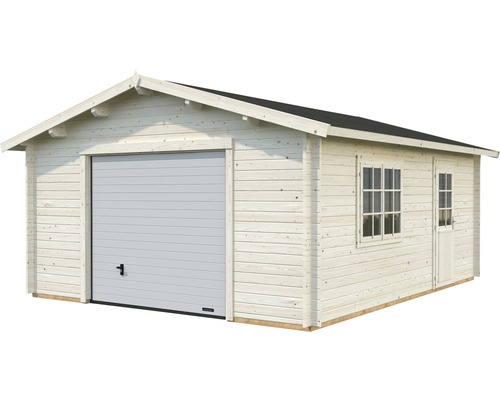 Palmako Roger vrijstaande garage, 23,9 m², met sectionaaldeur 450 x 550 cm, wit gegrond