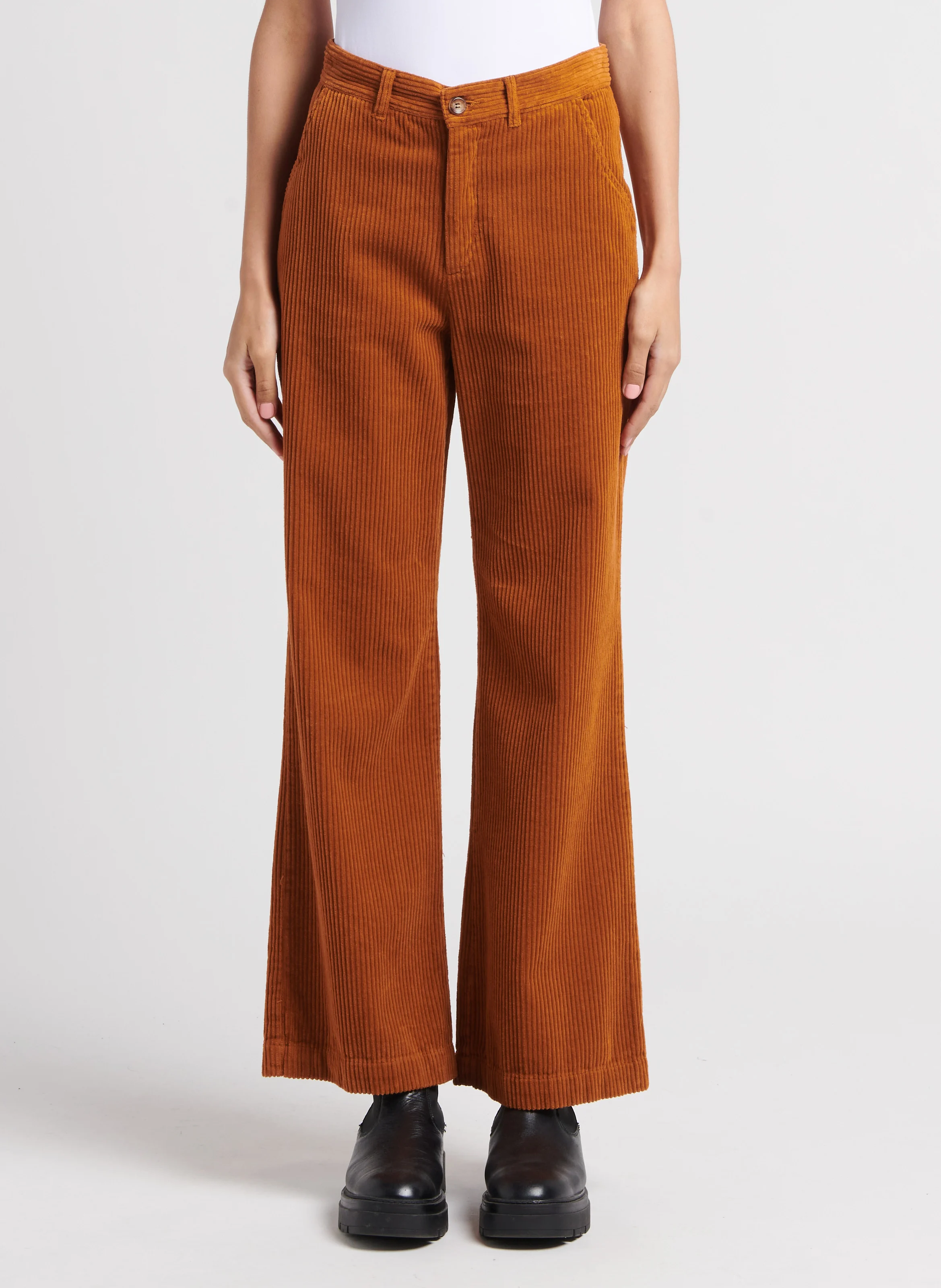 ANELLE - Pantalon en velours côtelé | Marron