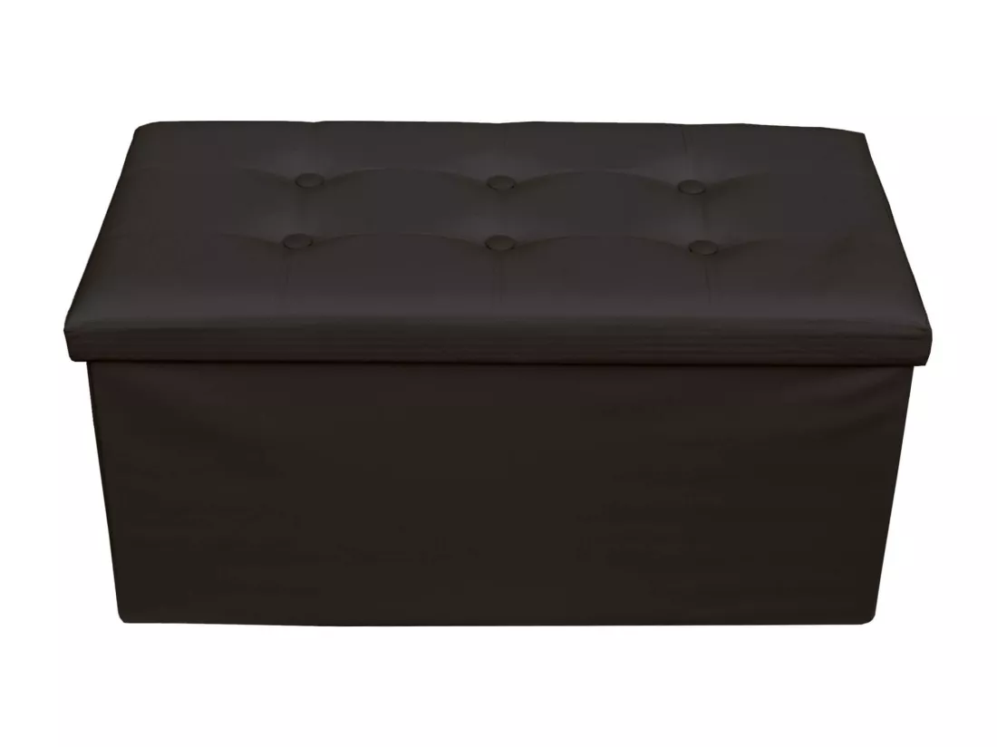 Mobili Rebecca Pouf Coffre de rangement Banc Rectangle Noir Stokage 38x76x38