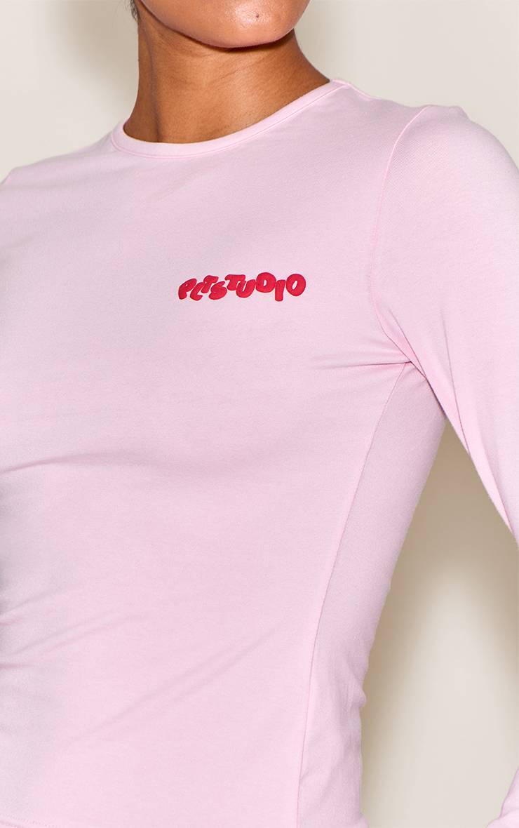 Rose Top Court À Manches Longues En Coton Plt Studio Imprimé Synthétiqueff Prune