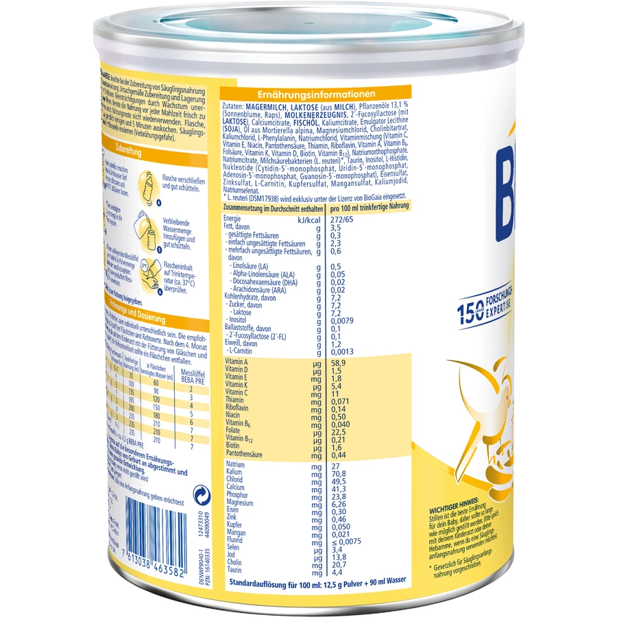 Nestlé BEBA PRE Anfangsmilch 6 x 800 g ab der Geburt
