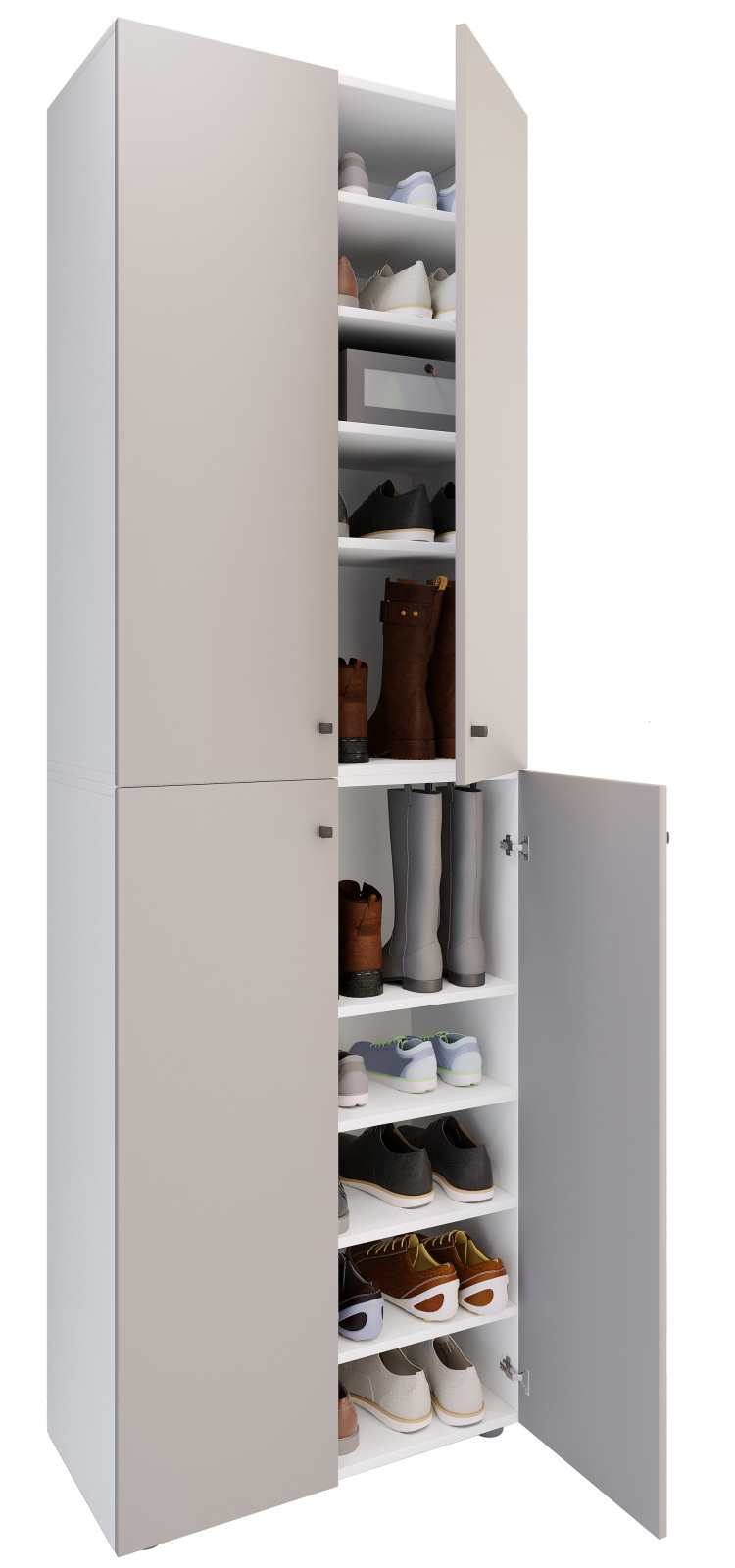 Schuhschrank LONA XL - weiß-grau - 10 Fächer