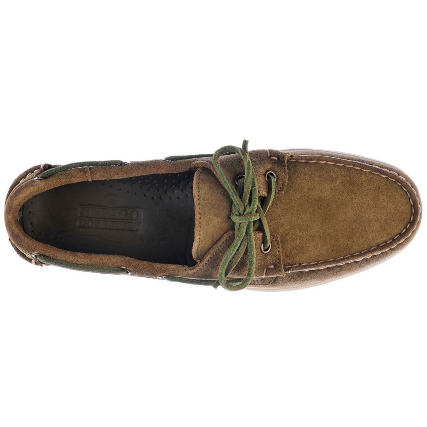 DOCKSIDES SUEDE GREEN MILITARY-Chaussures bateau pour homme en suede kaki Portland