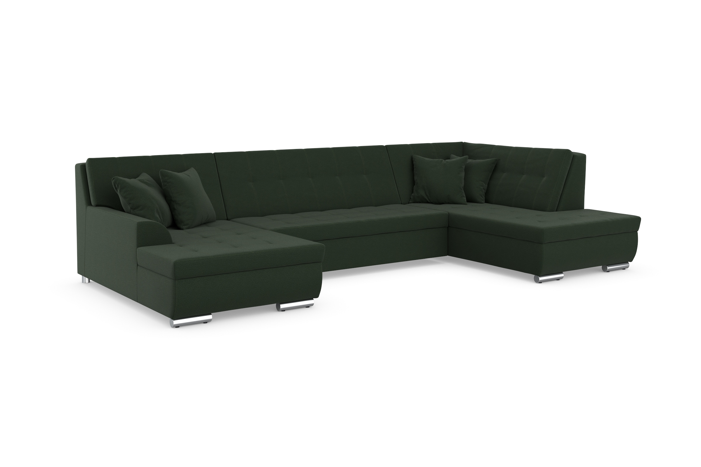 DOMO collection Wohnlandschaft »Treviso incl. Zierkissen, moderne Steppung, XXL: B/T/H: 364/201/83 cm« wahlweise mit Bettfunktion, in vielen Bezugsarten auch in Cord  U-Form