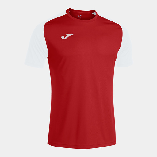 Camiseta Joma Academy IV de manga curta, vermelha e branca.