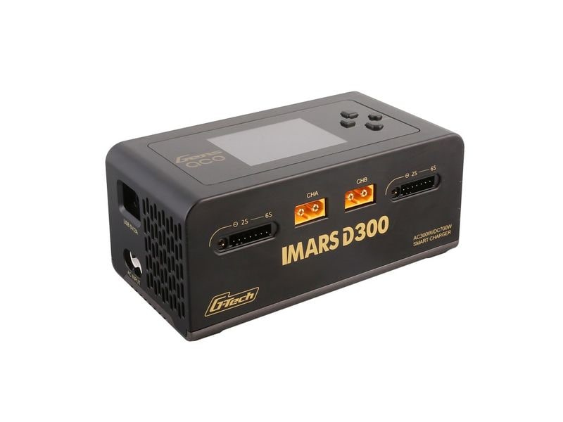 Gens ace Dual-Ladegerät IMARS D300 AC/DC 1-6S, G-Tech, Schw Universelles Modellbau-Ladegerät mit zwei Ausgängen für LiPo, LiHV, LiFE und NIMH Akkus