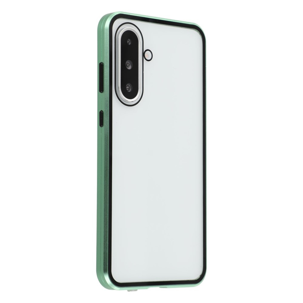 Samsung Galaxy A56 Magnetische Alu Schutzhülle mit Panzer Glas Backcover   Displayschutz (Magnet-Technologie) - Grün