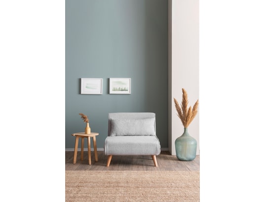 CONCEPT1 - Fauteuil convertible Daddy pliant simple tissu Teddy gris 80 x 80 x h79