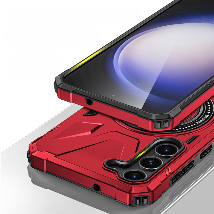 Samsung Galaxy S25 / S24 Hybrid Outdoor Hardcase Hülle mit MagSafe-Modul   Kickstand Aufsteller - Rot