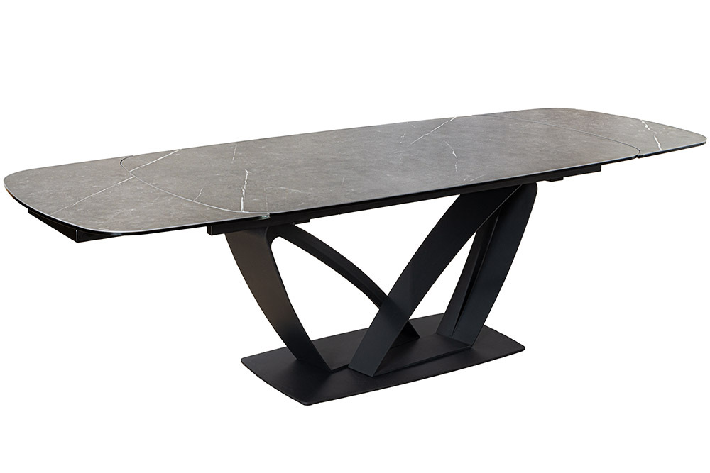 Ausziehbarer Esstisch PAPILLON 180-260cm graphit Keramik Marmor schwarz Metall