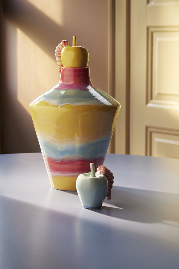 Kähler Poppery Vase med æble H32 cm pink/mint/gul Lyserød