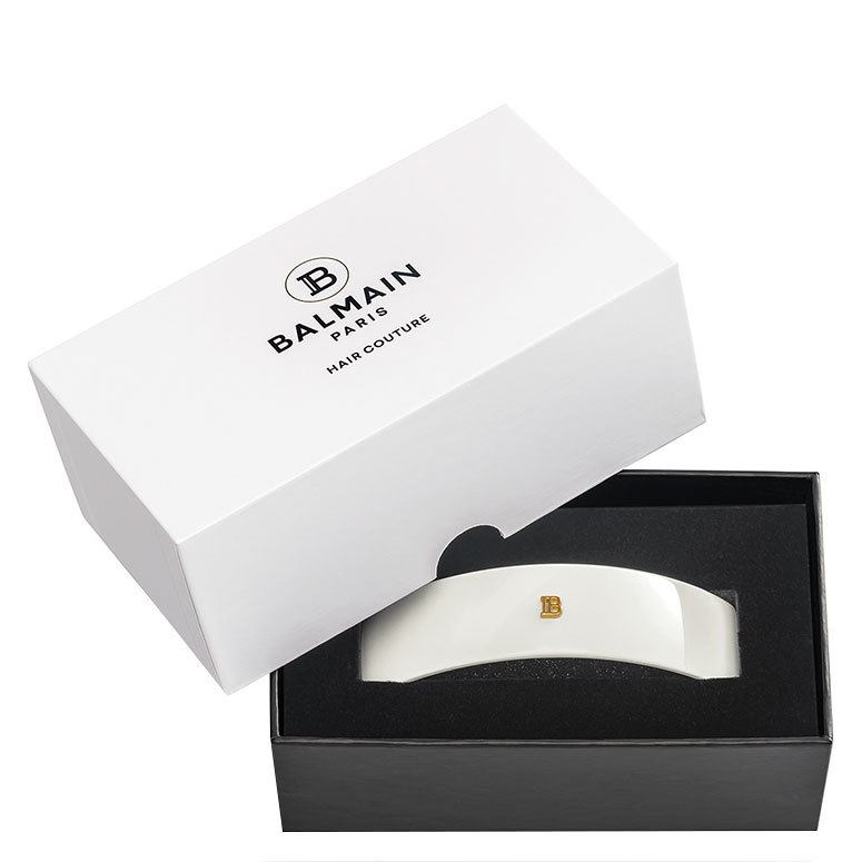 Balmain Cellulose Acetate Barrette Pour Cheveux Large Hairclip White