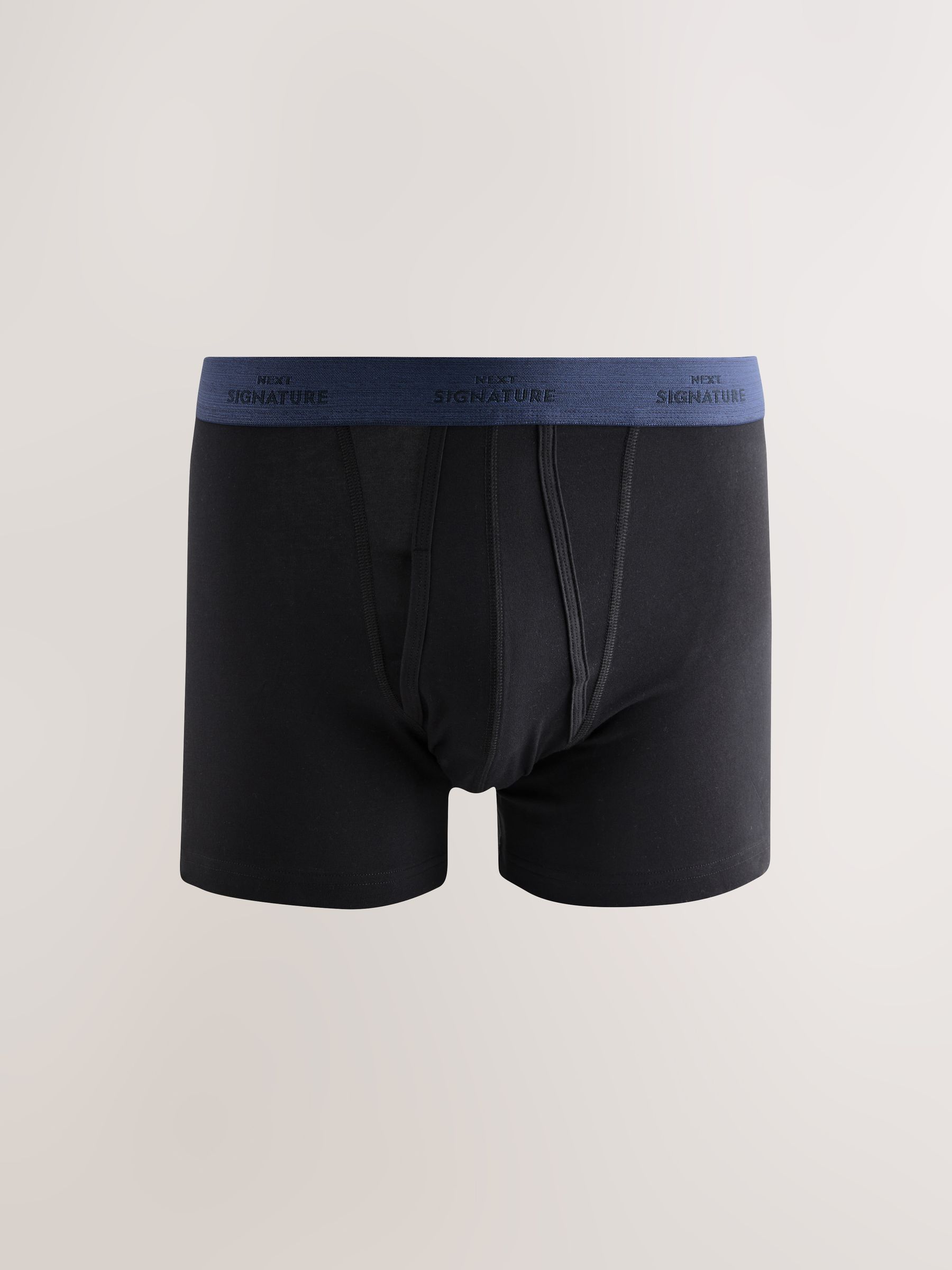 Zwart met blauwe/grijze tailleband - Signature Comfort Zachte Boxershorts