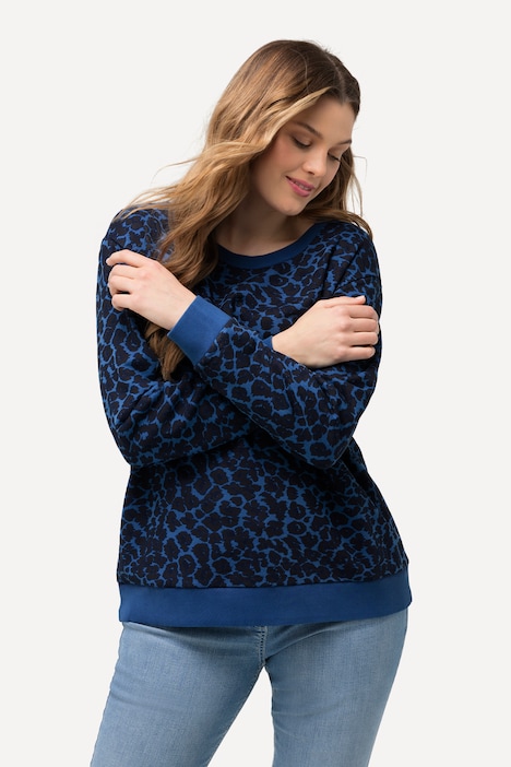 Sweater, Leomuster, Rundhals, Langarm, Modalmix