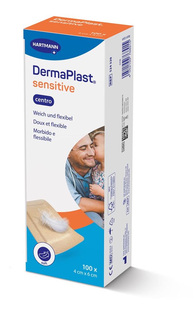DERMAPLAST Sensitive Centro Strips<br>100 Stück, 4x6cm, beige