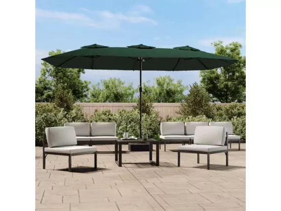 Parasol à double tête avec LED vert 449x245 cm