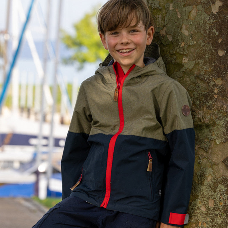 Kinder Puck Regenjacke ivy green melange