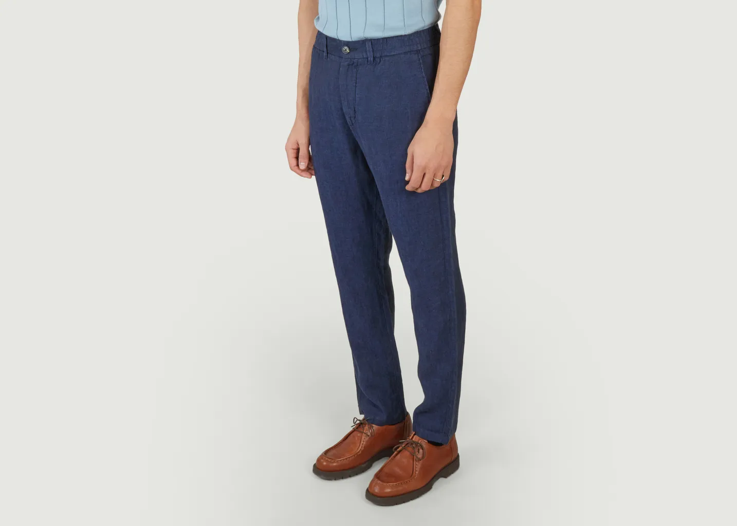 Pantalon fuselé à taille élastique en lin à chevrons Tim KCA