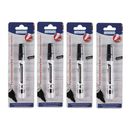 Stylex Permanentmarker 1-4 mm, schwarzschreibend, 4 Stück