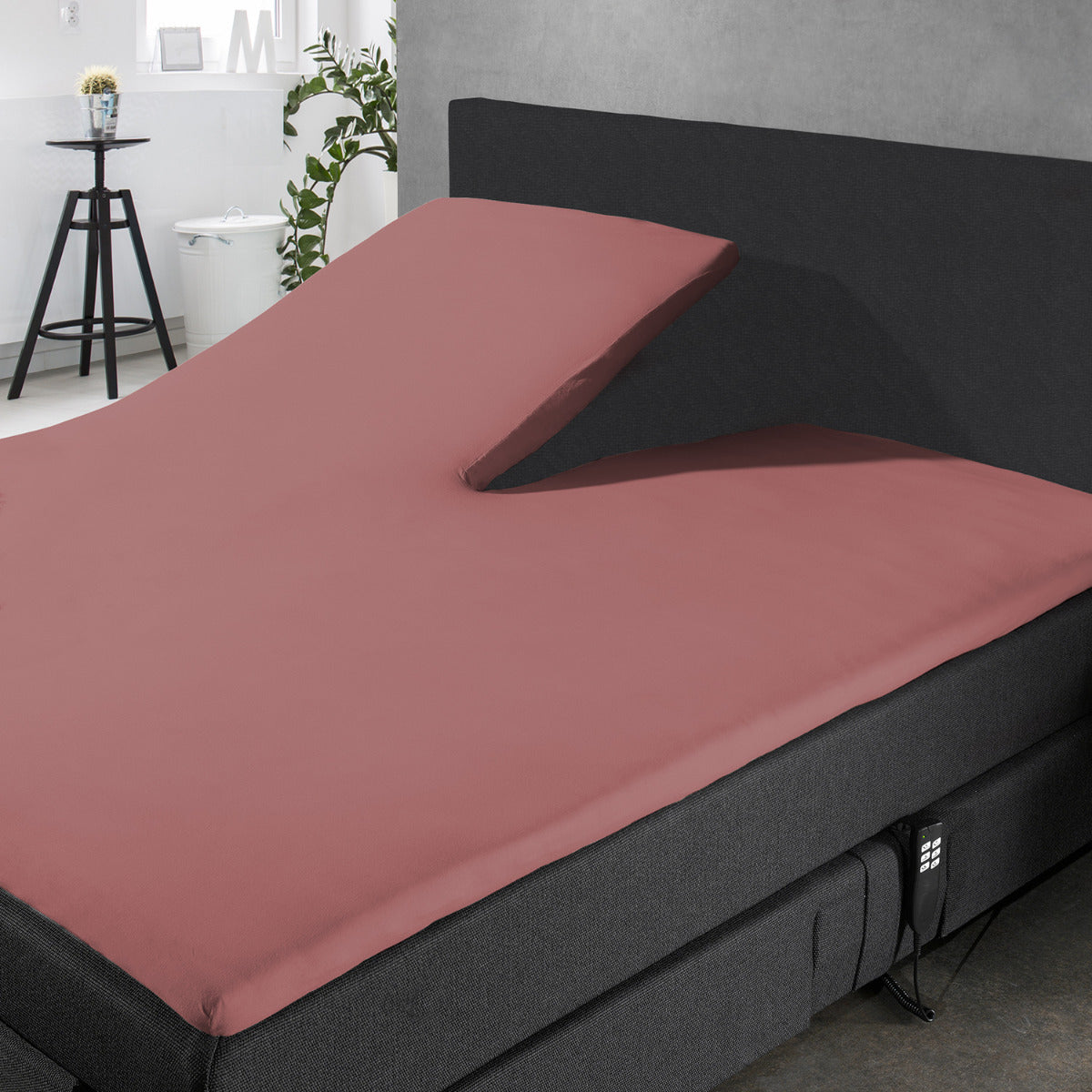 Eleganzzz Splittopper Hoeslaken Jersey Katoen Stretch - rose