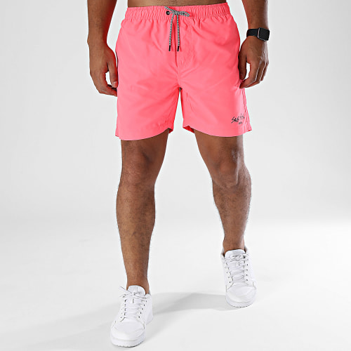 Short De Bain Script Rose Fluo