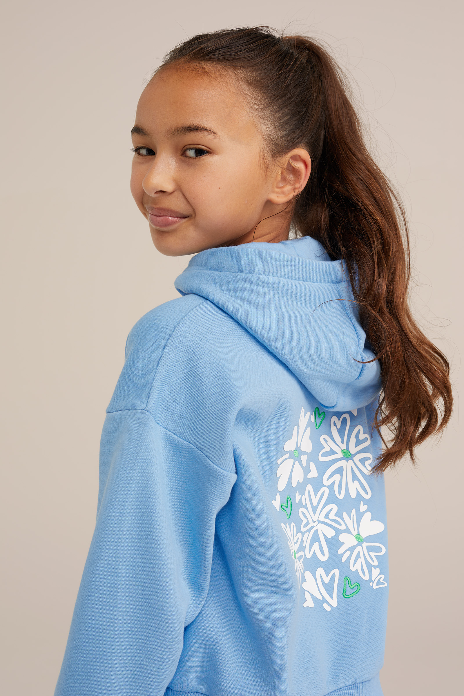 Meisjes hoodie met opdruk WE Fashion Lichtblauw