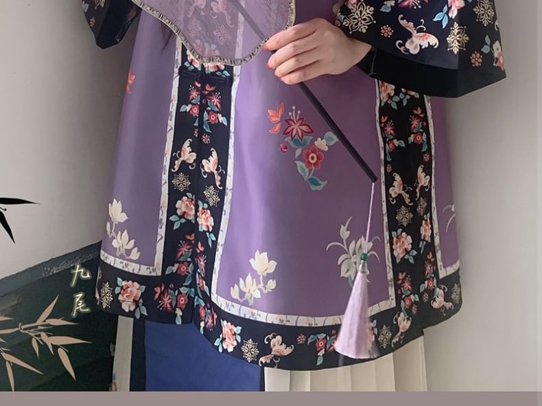Francoix - Hanfu-kostuumset met lange mouwen en bloemenmotief