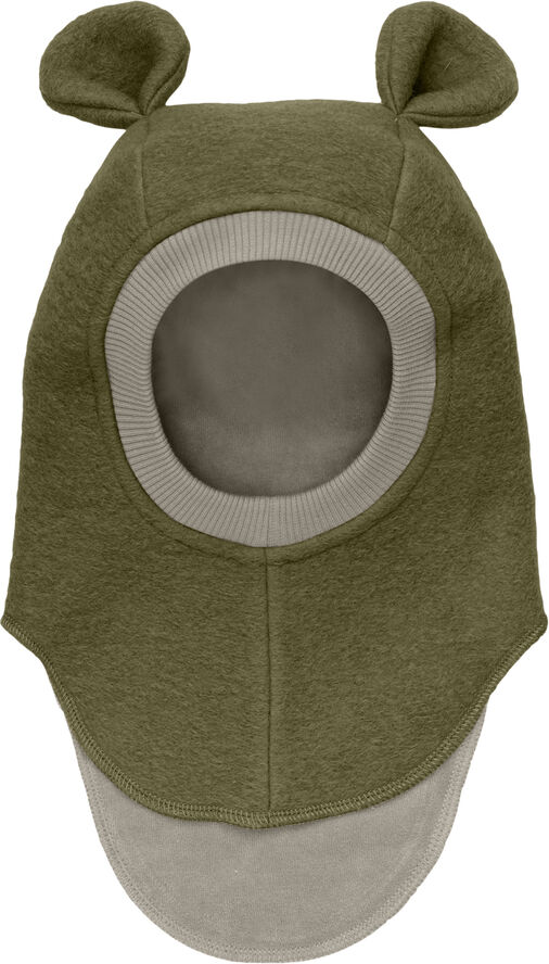 Huttelihut Balaclava Ears Wool Deep lichen green