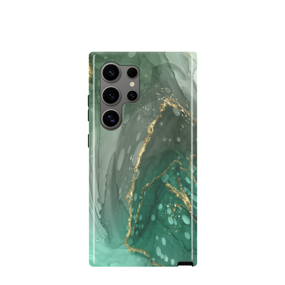 Samsung Galaxy S24 Ultra Hybrid (Kunststoff / Gummi) Hülle Marmor Marble 7 - Grün