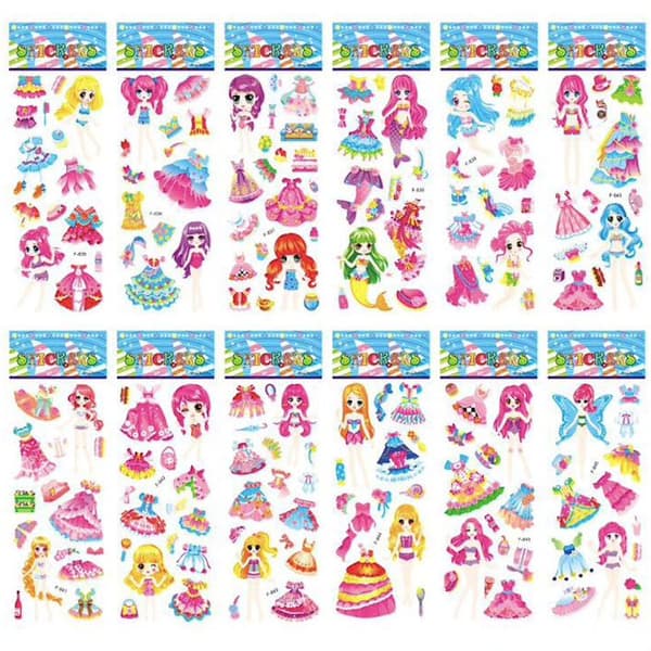 12 ark med klistremerker - Dress up - Barbie-dukker