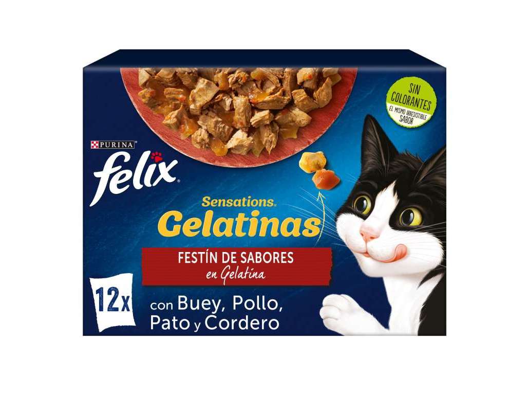 COMIDA HÚMIDA PARA GATO FELIX SENSATIONS CARNE 12X85G