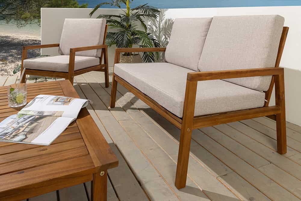 Outdoor Garten-Sitzgruppe BALI 110cm natur honey finish Akazie Massivholz wetterfest