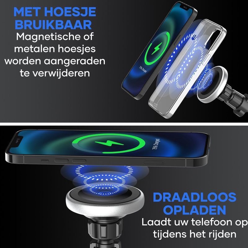 MW® MagSafe Autohouder - GSM Houder Auto - Magnetische Telefoonhouder - Draadloos Opladen