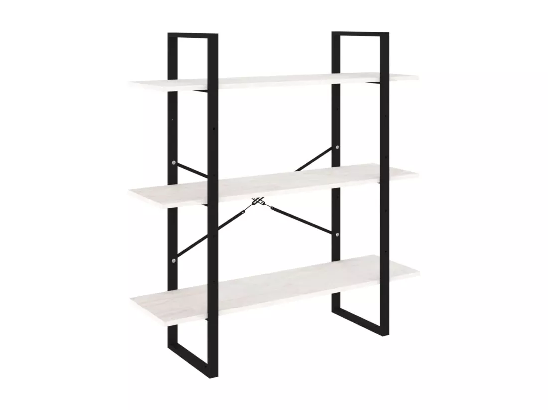 Bibliothèque à 3 niveaux Blanc 100x30x105 cm Bois de pin massif