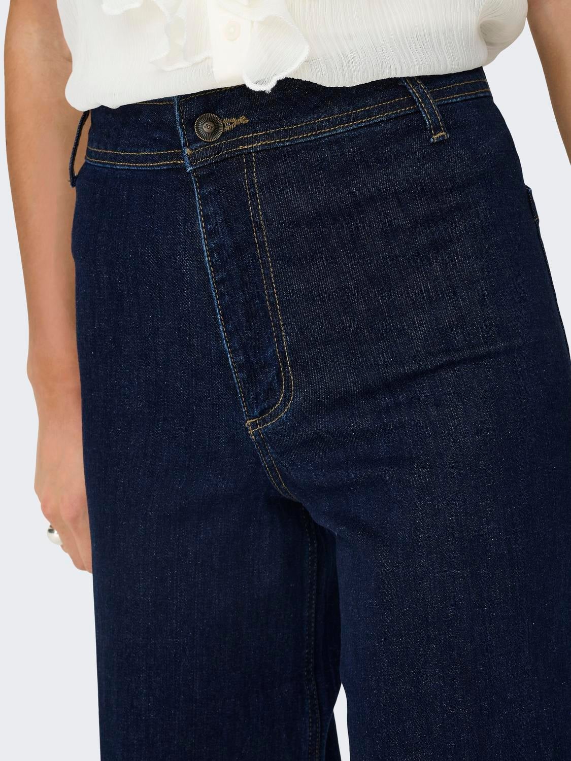 JDYVANESSA Hohe Taille Gerade geschnitten Jeans Dark Blue Denim
