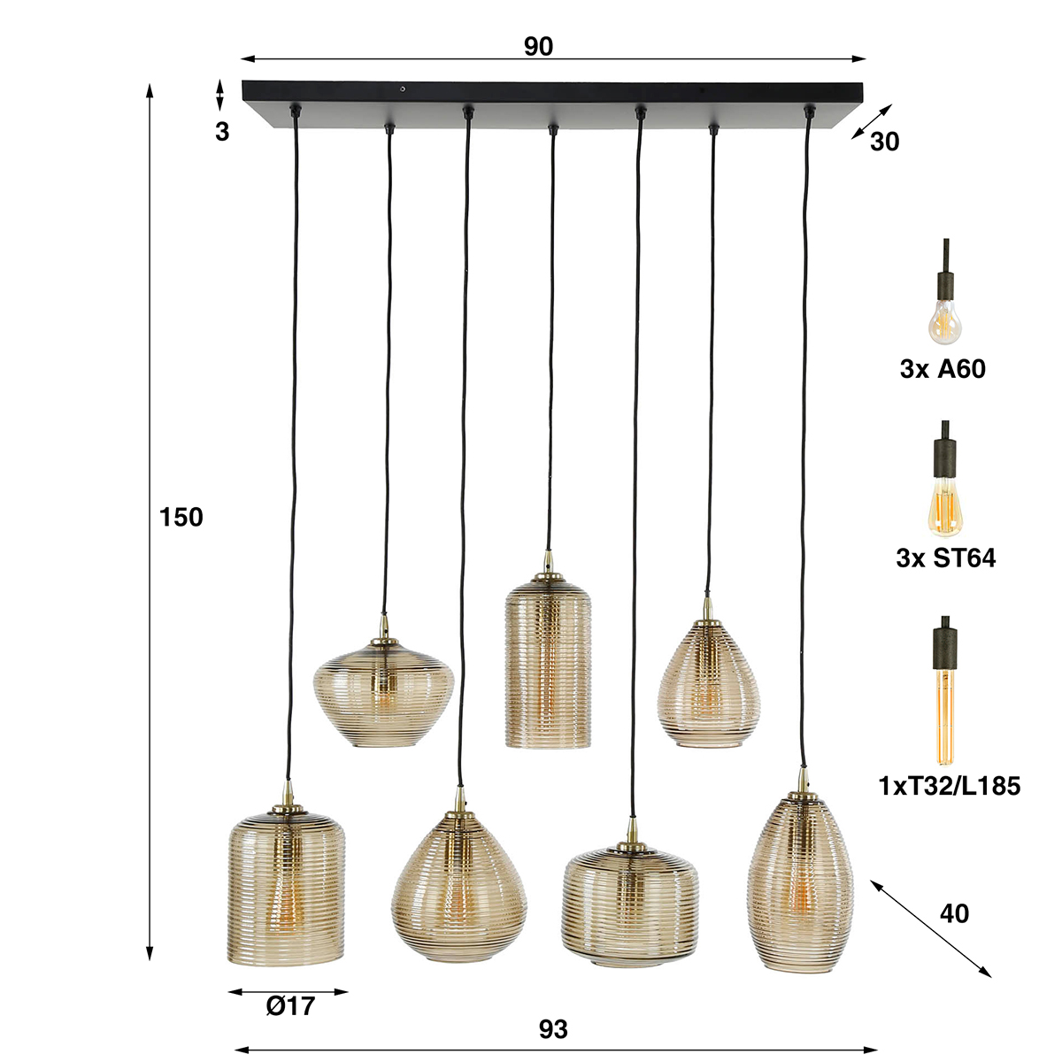 Hanglamp Nouveau Stripes 7