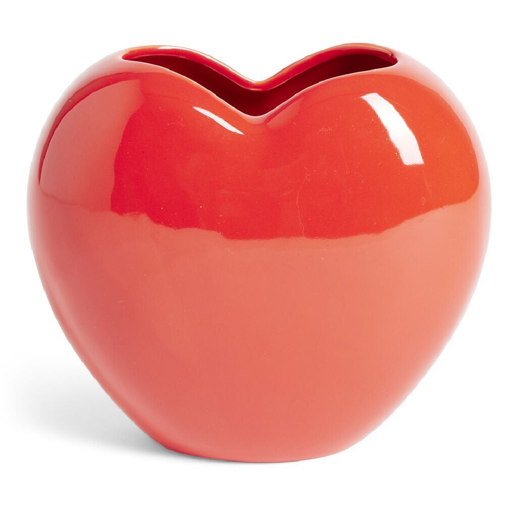 Vase forme coeur céramique rouge