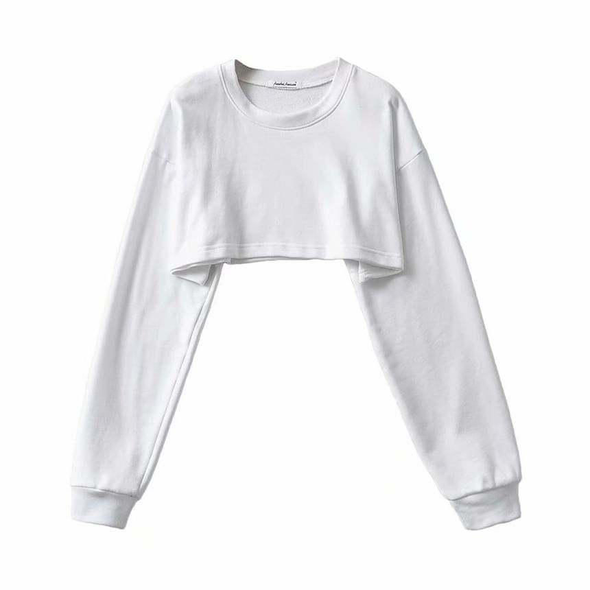 Osion - Sweatshirt met lange mouwen, ronde hals en effen cropped pasvorm