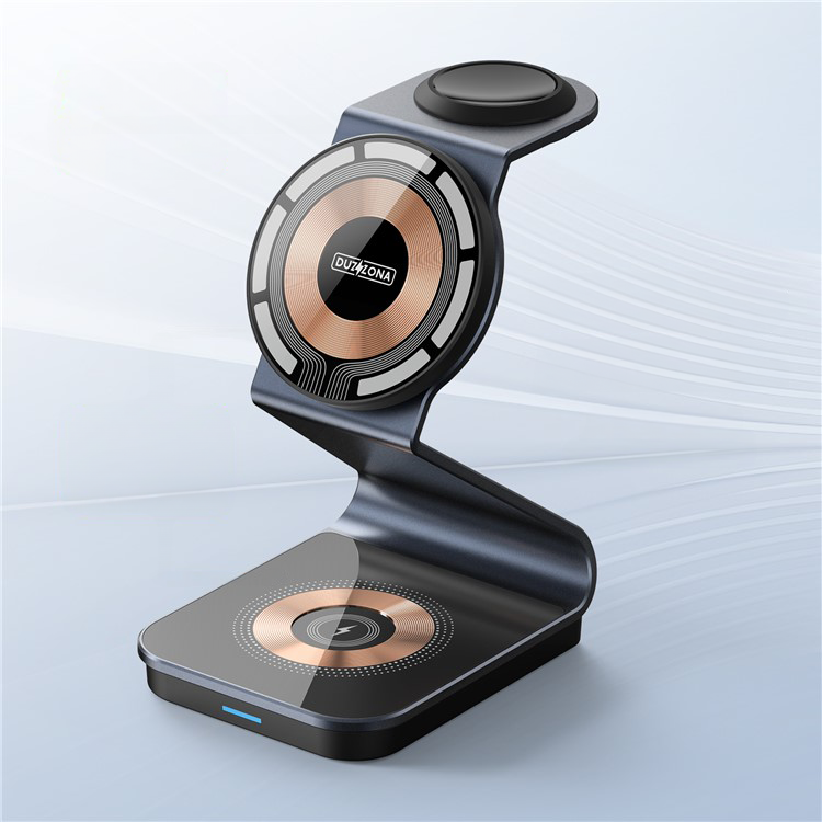 (15W) 3in1 MagSafe Qi Wireless Charger Ladegerät für Apple iPhone / Apple Airpods / Apple Watch Dockingstation - Schwarz