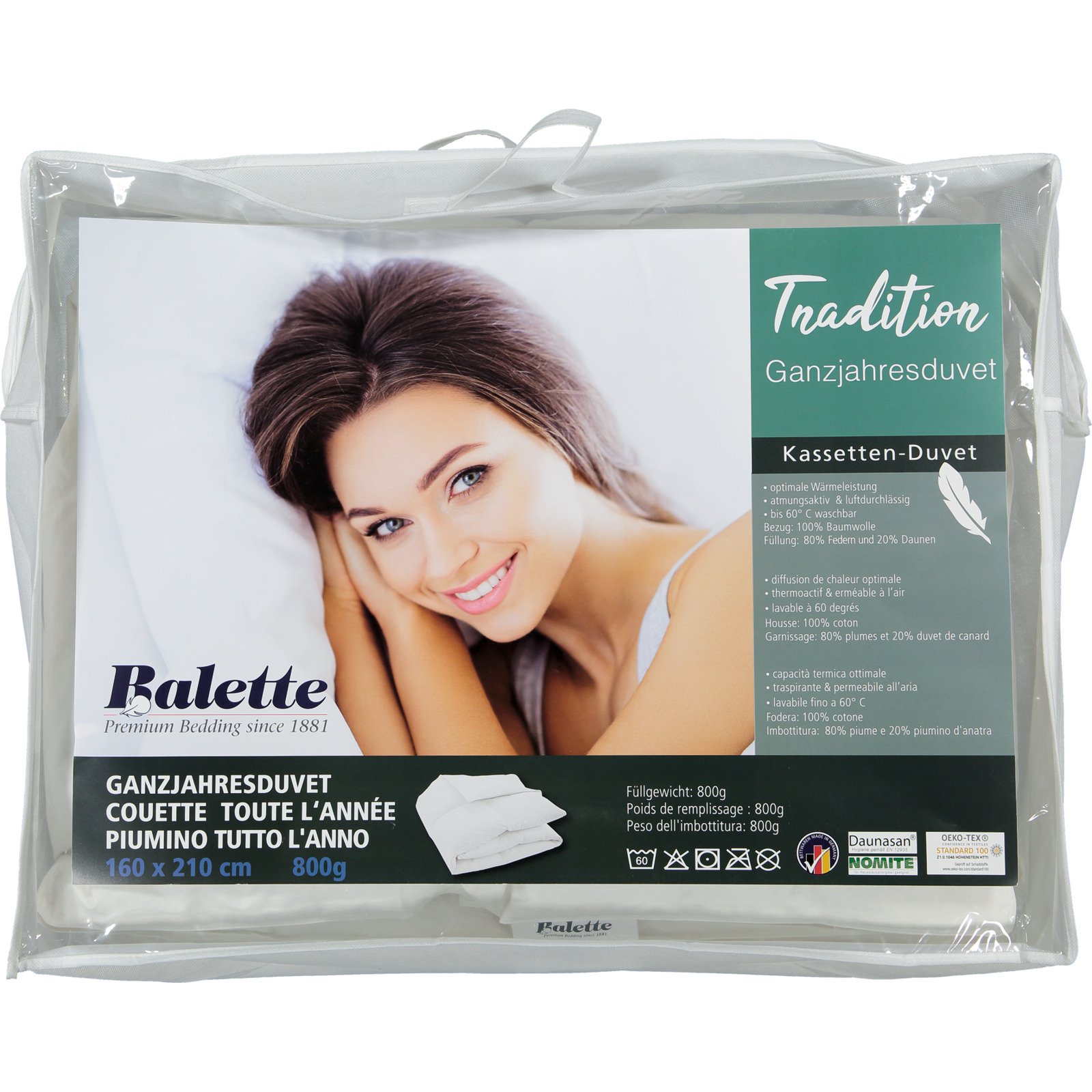 Kassetten, 160x210 Duvet Nordisch, weiss