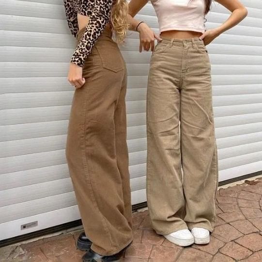 Trisica - Corduroy broek met hoge taille en wijde pijpen