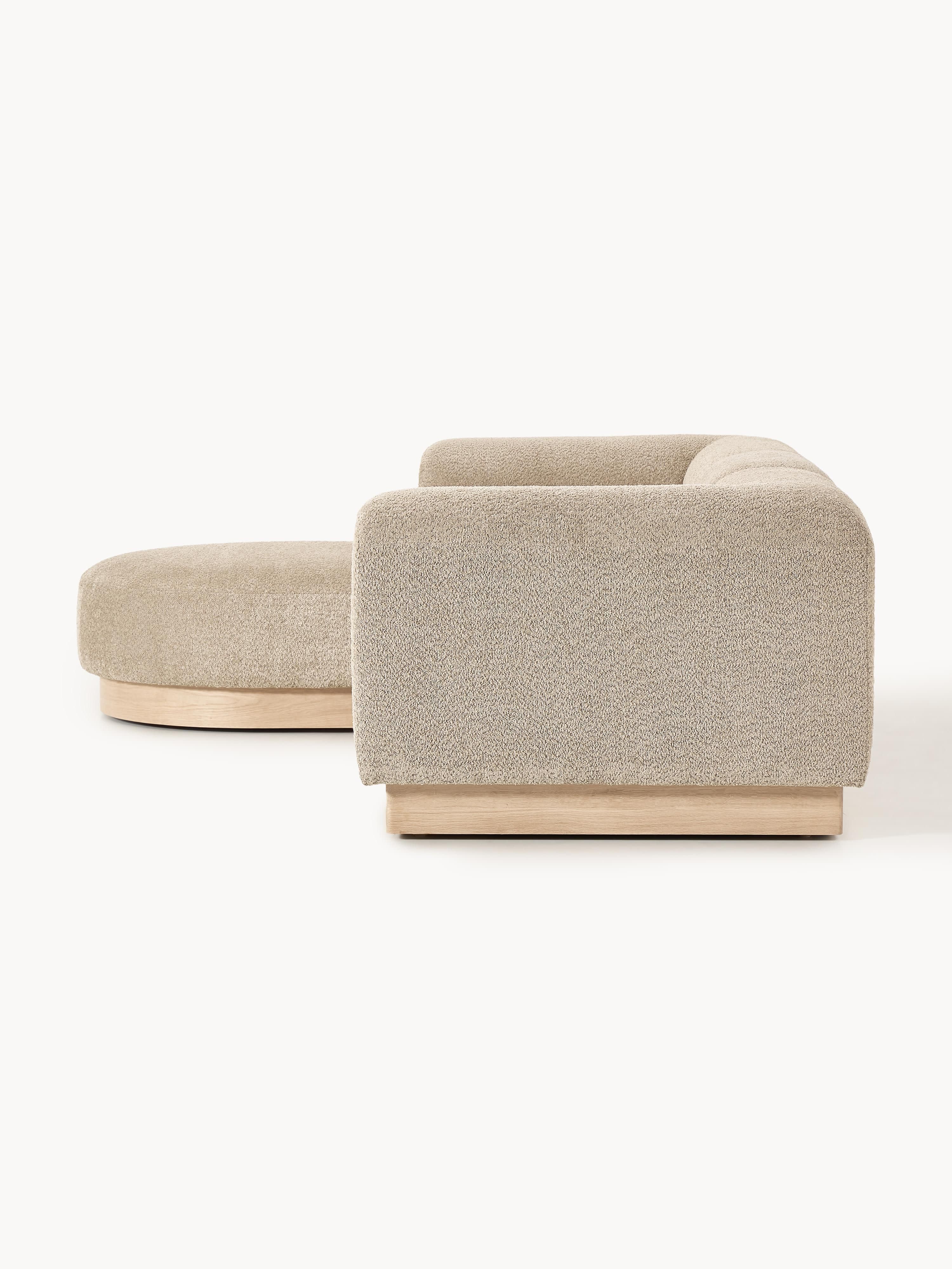 Modulaire teddy bouclé bank Natalie (3-zits) met poef (links/rechts)