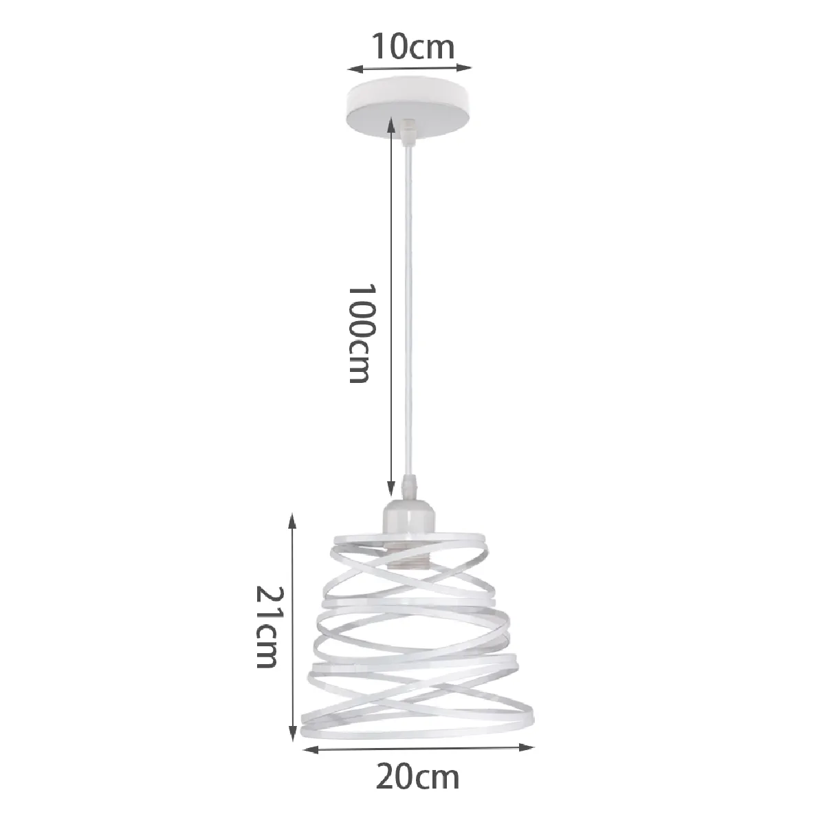 Stoex Suspension Luminaire D'Intérieur de 20CM Lustre Rétro en Métal Pour Salon Cuisine Blanc