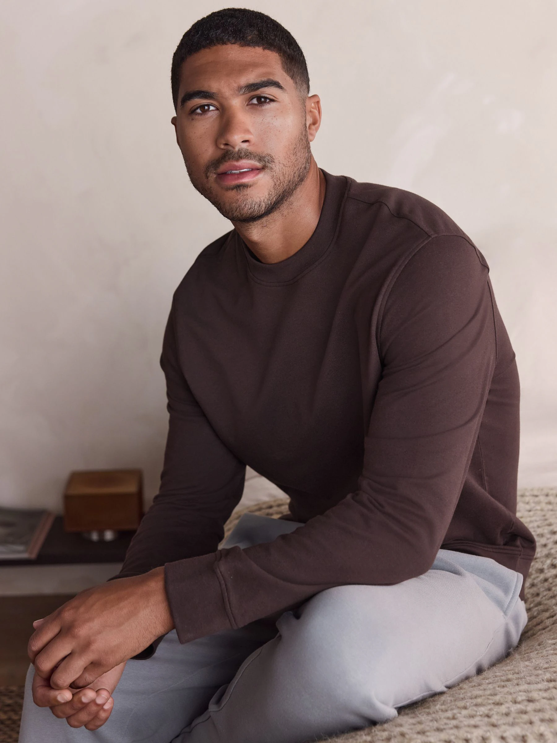 Chocoladebruin - Dun sweatshirt met ronde hals