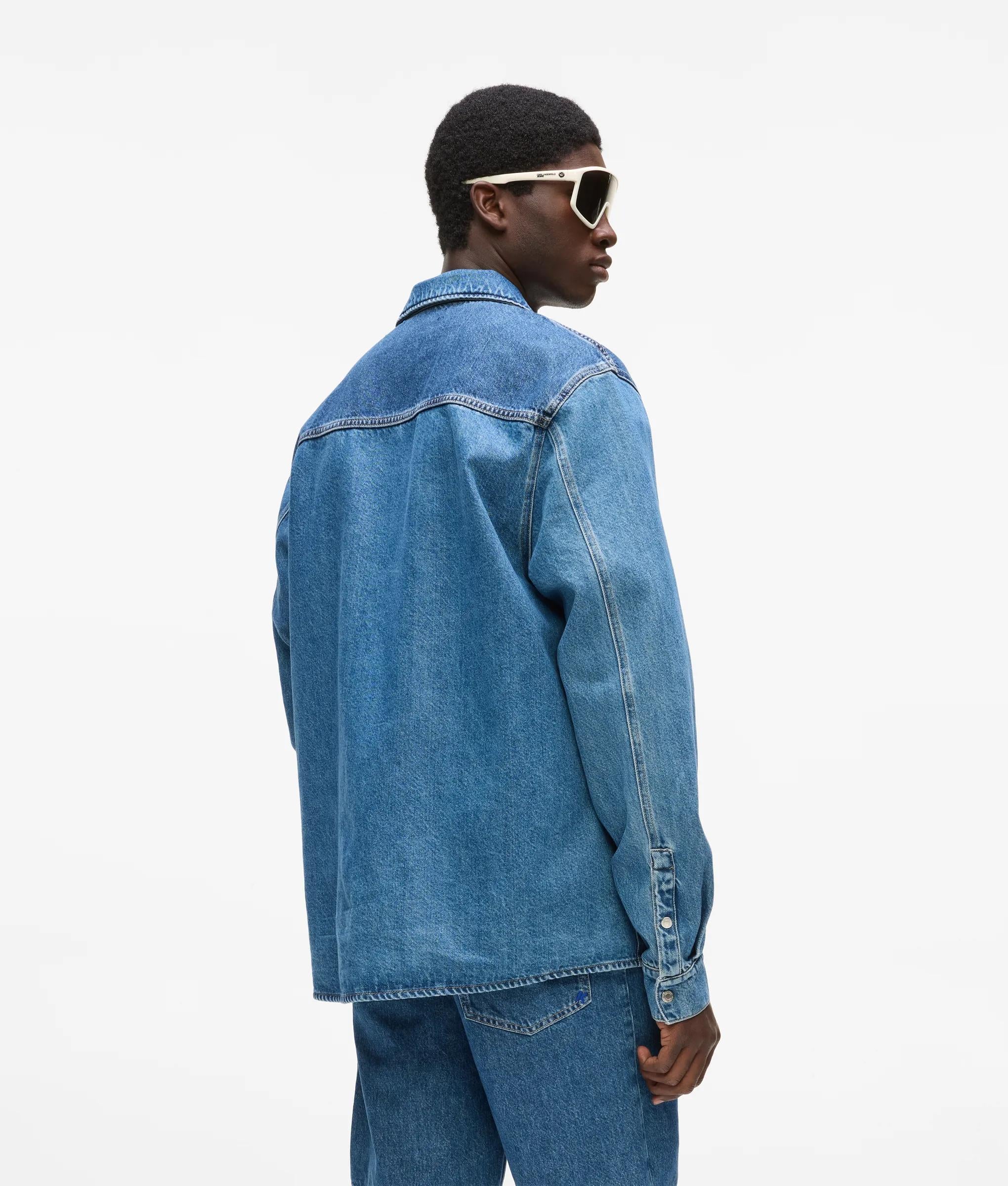 Tweekleurig denim overhemd