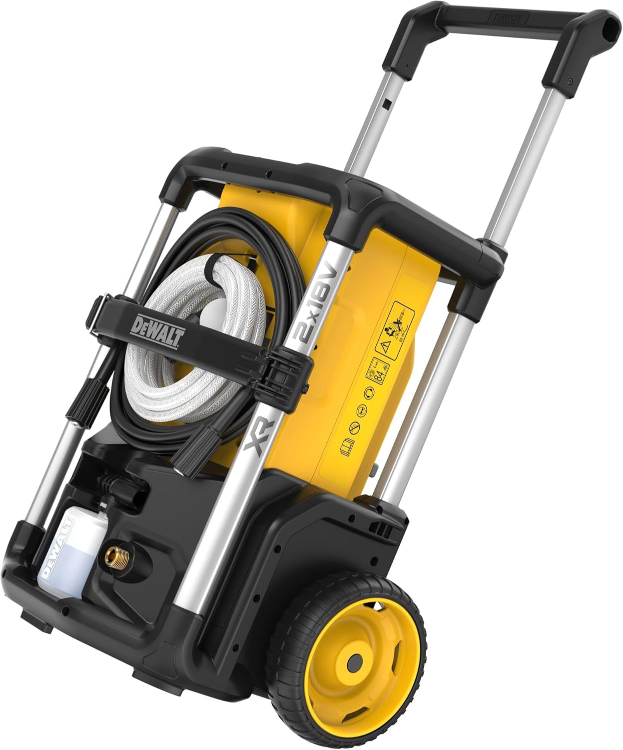 2X 18 Volt Akku-Hochdruckreiniger (bürstenloser Motor, Ansaugfunktion, 3 Druckeinstellungen, „Rollkoffer Design m. Teleskopgriff, Lieferung ohne Akkus & Ladegerät), DCMPW1600N- XJ