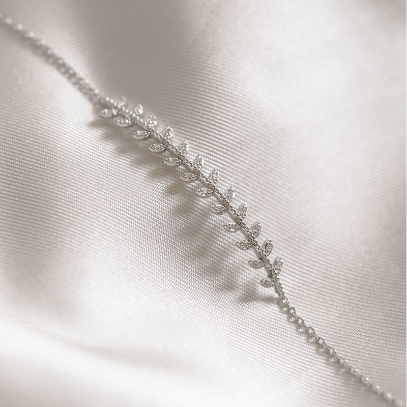 Bracelet Fin Argent Mode Tendance Epis de Blé Zirconium