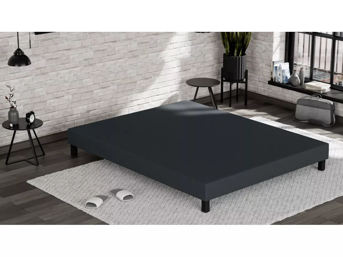 Sommier Tapissier 160x200 - Bois de Pin Renforcé - Hêtre Massif - Anthracite - Solide de Qualité - Confortable - Résistant - Primo Douce Lune