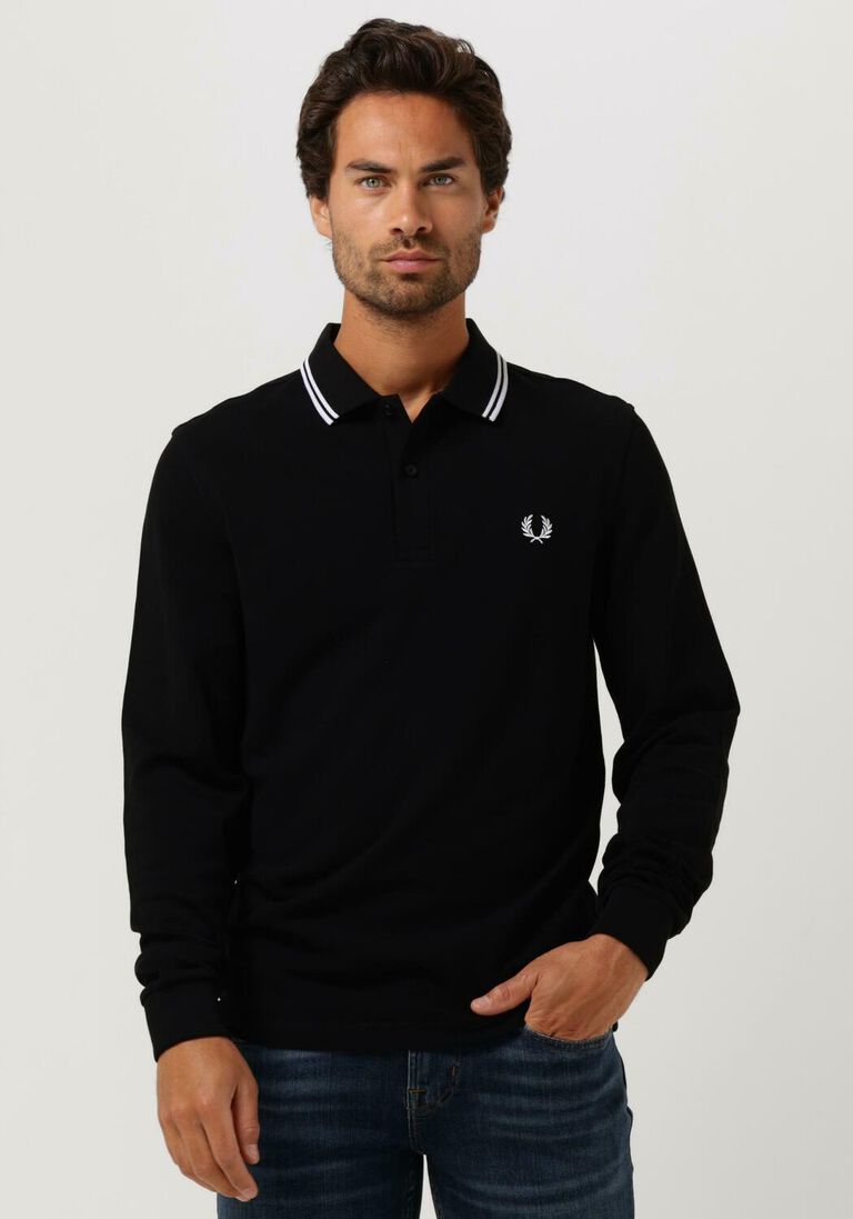 FRED PERRY zwarte fred perry polo ls twin tipped shirt